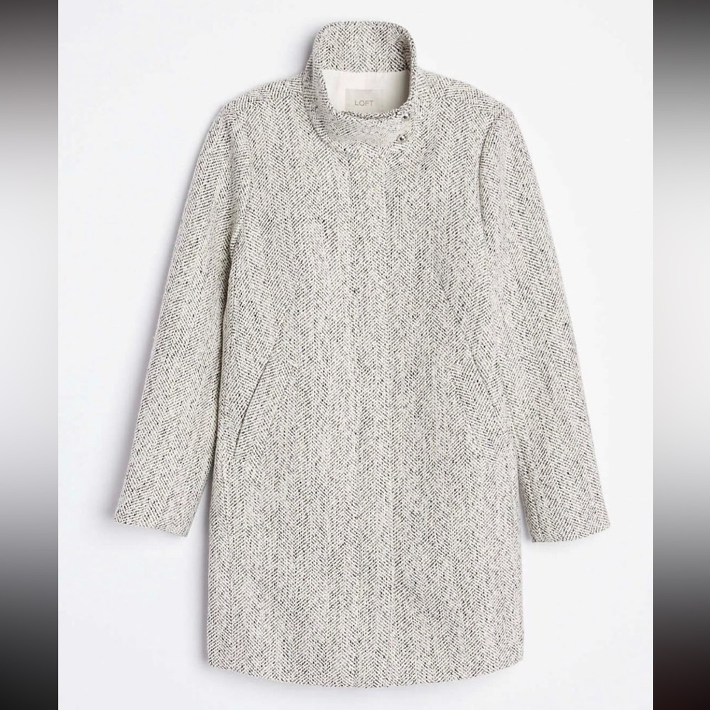 NWT LOFT Herringbone Funnel Neck Jacket